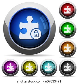 Lock plugin icons in round glossy buttons with steel frames