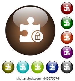 Lock plugin white icons on round color glass buttons