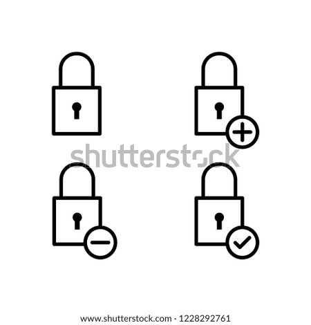lock, plus, check, minus sign icons. Element of outline button icons. Thin line icon for website design and development, app development