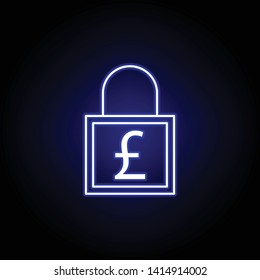 Lock Pound Icon In Neon Style. Element Of Finance Illustration. Signs And Symbols Icon Can Be Used For Web, Logo, Mobile App, UI, UX