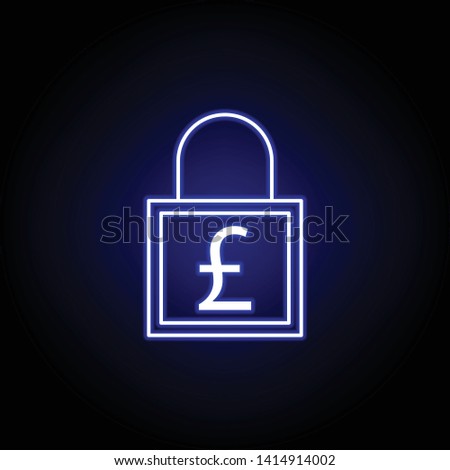 lock pound icon in neon style. Element of finance illustration. Signs and symbols icon can be used for web, logo, mobile app, UI, UX