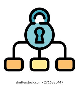 Lock privacy icon. Outline Lock privacy vector icon color flat isolated