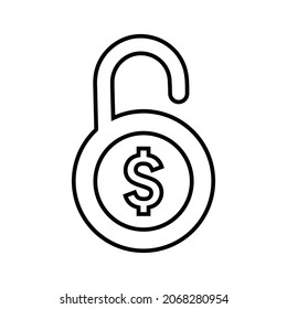 Sperren, privat, Dollar-Linie Symbol. Rahmenvektor.
