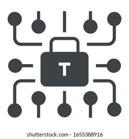 Lock protection black icon on white background