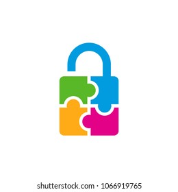 Lock Puzzle Logo Icon Design
