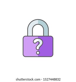 Lock with question symbol. Password hint: Icon for those who have forgotten their passwords