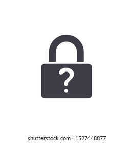 Lock with question symbol. Password hint: Icon for those who have forgotten their passwords