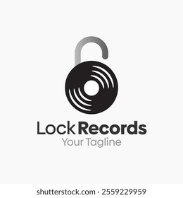 Lock Records Logo Design Template. Good for Business, Agency, Community and Organization.