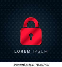Lock Red chromium precious metallic 3D Icon / Logo Design