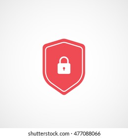Lock Red Flat Icon On White Background