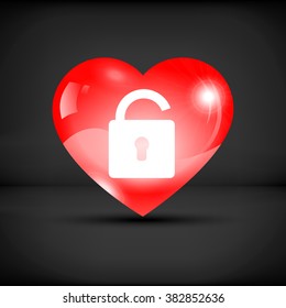 Lock in a red heart icon