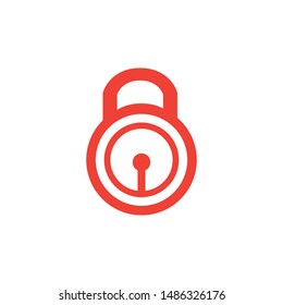 Lock Red Icon On White Background. Red Flat Style Vector Illustration.