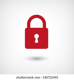 Lock - red vector  icon with shadow