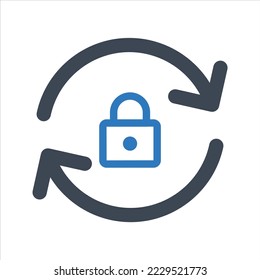 Lock reload icon. Rotation locked icon. Vector and glyph