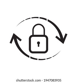 Lock reload Line icon. Padlock button security system. Internet secure key privacy. Password refresh sign for safety. Interface, symbol. Vector illustration. Design on white background. 