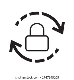 Lock reload Line icon. Padlock button security system. Internet secure key privacy. Password refresh sign for safety. Interface, symbol. Vector illustration. Design on white background. 