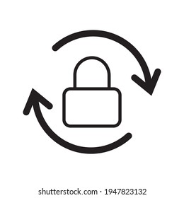 Lock reload Line icon. Padlock button security system. Internet secure key privacy. Password refresh sign for safety. Interface, symbol. Vector illustration. Design on white background. 