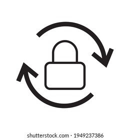 Lock reload Line icon. Padlock button security system. Internet secure key privacy. Password refresh sign for safety. Interface, symbol. Vector illustration. Design on white background. 