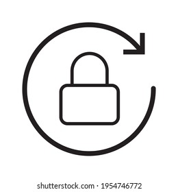 Sperren Sie das Symbol für die neue Zeile. Sicherheitssystem für die Vorhängeschloss-Taste. Schutz der Privatsphäre bei geheimen Schlüsseln. Passwortaktualisierungszeichen für Sicherheit. Schnittstelle, Symbol. Vektorgrafik. Design auf weißem Hintergrund. 