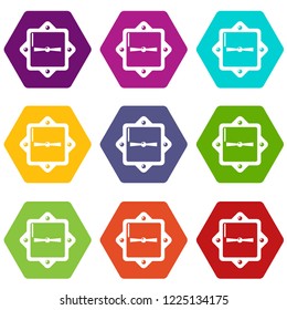 Lock retro icons 9 set coloful isolated on white for web