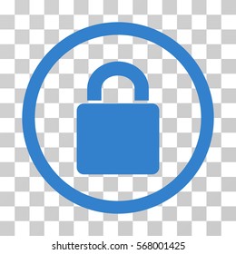 Lock rounded icon. Vector illustration style is flat iconic symbol inside a circle, cobalt color, transparent background. Designed for web and software interfaces.