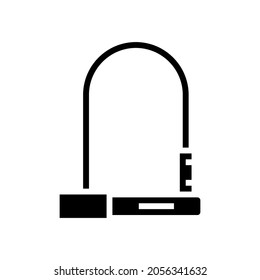 lock for safe bike glyph icon vector. lock for safe bike sign. isolated contour symbol black illustration