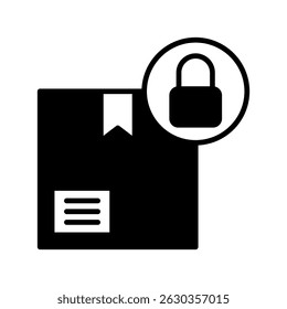 Bloquear Glifo seguro, mini ícone de ilustração. use para conceito moderno, impressão, UI, kit UX, web e desenvolvimento de aplicativos. Vetor relacionado com vendas, logística e comércio eletrônico