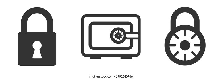 Icono de bloqueo y seguridad. El símbolo de protección, confianza y seguridad fiables. Plantilla de diseño de vectores de iconos seguros y bloqueados
