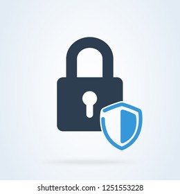 Lock safe security. protect vector padlock icon