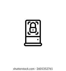 lock safe-deposit box outline icon and illustration