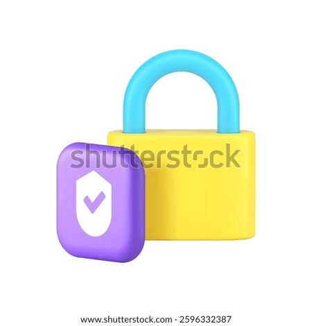 Lock safety security privacy identity checking login access authentication 3d icon realistic vector illustration. Padlock protection guarantee identification password private confidential encryption