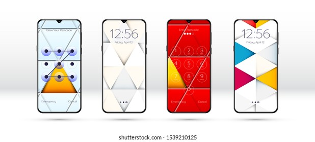Lock screen background or smartphone wallpaper as pattern with triangles and shadows