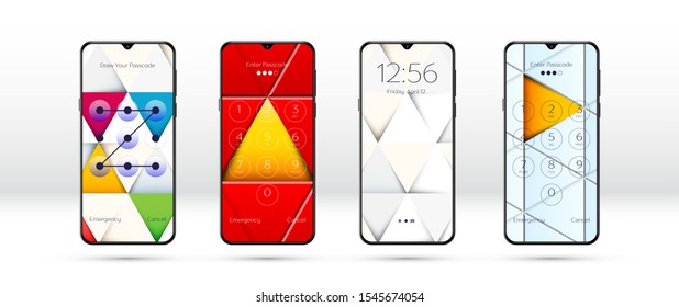 Lock screen background or smartphone wallpaper as pattern with triangles and shadows