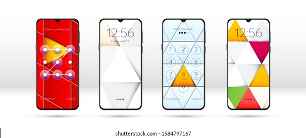 Lock screen background or smartphone wallpaper as pattern with triangles and shadows