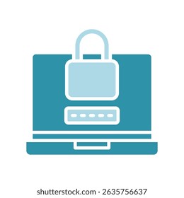Pantalla de bloqueo de color azul de doble tono, mini icono de ilustración. uso para concepto moderno, impresión, interfaz de usuario, kit de UX, Web y desarrollo de App. Vector relacionado con la gestión de Cuentas, ecommerce, banca y finanzas.