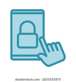 Pantalla de bloqueo de color azul de doble tono, mini icono de ilustración. uso para concepto moderno, impresión, interfaz de usuario, kit de UX, Web y desarrollo de App. Vector relacionado con el trabajo a distancia, trabajo desde casa.