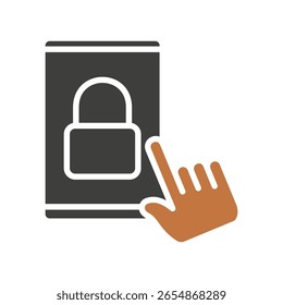 Pantalla de bloqueo de color de doble tono, mini icono de ilustración. uso para concepto moderno, impresión, interfaz de usuario, kit UX, Web y desarrollo de App. Vector relacionado con el trabajo a distancia, trabajo desde casa.