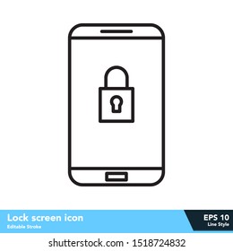 Lock screen icon in line style, with editable stroke eps 10
