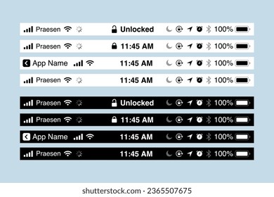 Bloquear pantalla. Kit de interfaz de usuario para pantallas móviles. Interfaz de usuario de diseño simple. Plantilla para smartphone móvil. Botón e icono del teléfono móvil. Vector.