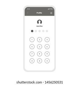 Lock screen mobile wireframe prototype concept. 