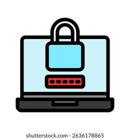 Sperren Sie die Rahmenfarbe des Bildschirms, Mini-Illustrationssymbol. Nutzung für modernes Konzept, Print, UI, UX-Kit, Web- und App-Entwicklung. Vektor in Bezug auf Account-Management, E-Commerce, Banken und Finanzen.