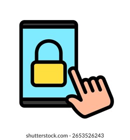 Cor do contorno da tela de bloqueio, mini ícone de ilustração. use para conceito moderno, impressão, UI, kit UX, web e desenvolvimento de aplicativos. Vetor relacionado ao trabalho remoto, trabalho em casa.