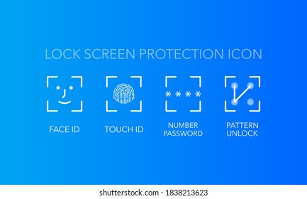 Lock screen protection icon. Lock screen protection for mobile app design.