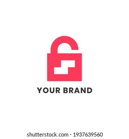 Lock Secure Logo Abstract Unique Simple alphabet letter Unique logo for business and company. Creative lettering and corporate identity. Branding design
