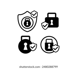 bloqueo seguro candado protección seguridad insignia iconos símbolo Vector diseño simple negro blanco color moderno conjunto de ilustración