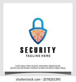  lock secure security shield emblem logo design template