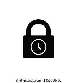 Lock, secure, time, icon, flat. Element of security for mobile concept and web apps illustration. Thin flat icon for website design and development, app. Vector icon