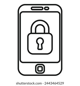 Lock secured phone icon outline vector. Id process multifactor. Credential passcode