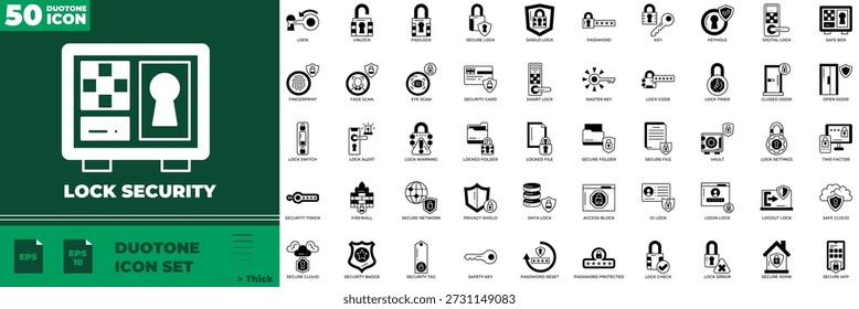 Conjunto de iconos editables de duotono de seguridad de bloqueo