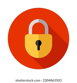 Lock Security Element Shadow Isolated Vector Illustration